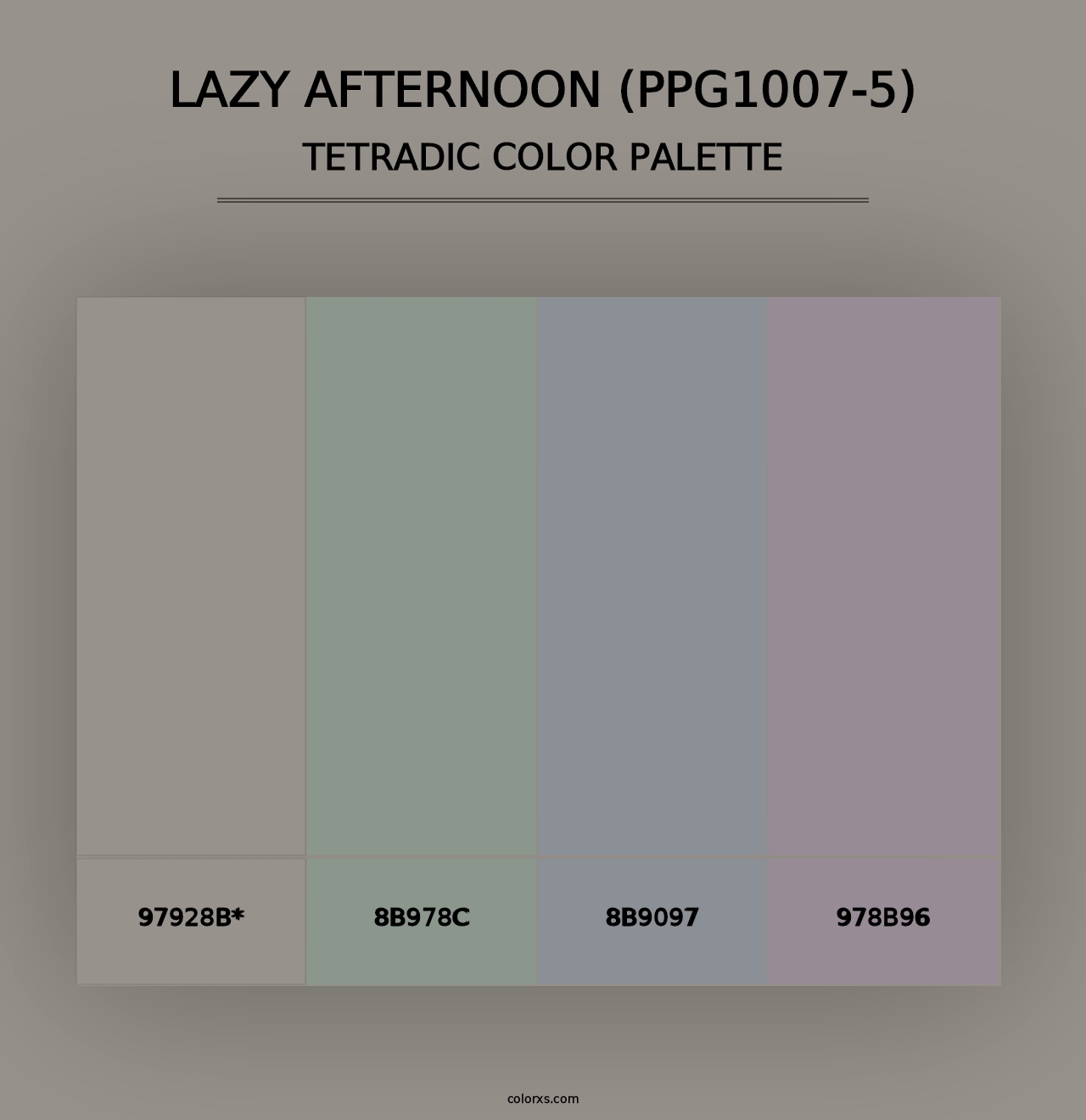 Lazy Afternoon (PPG1007-5) - Tetradic Color Palette