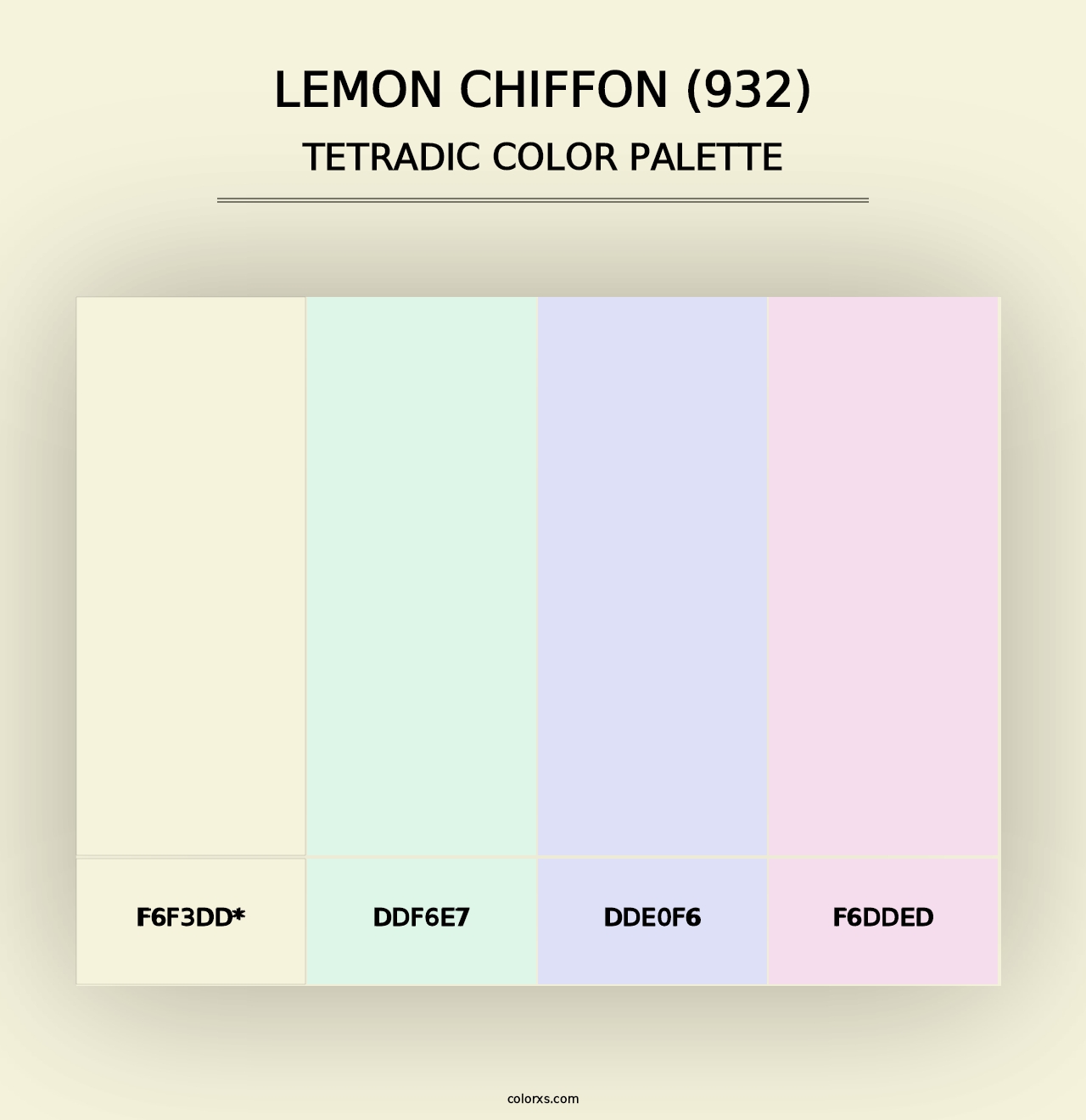 Lemon Chiffon (932) - Tetradic Color Palette