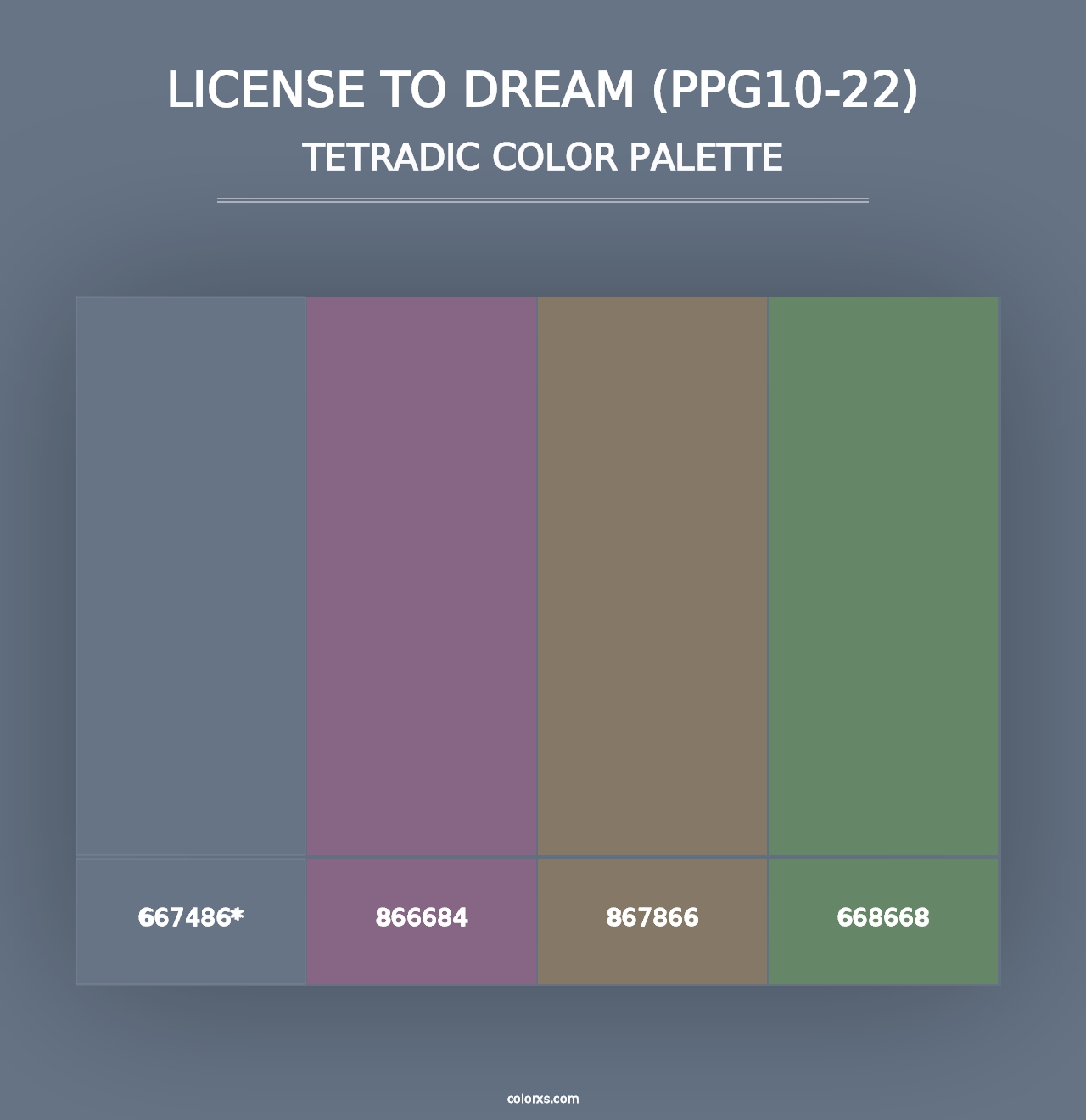 License To Dream (PPG10-22) - Tetradic Color Palette