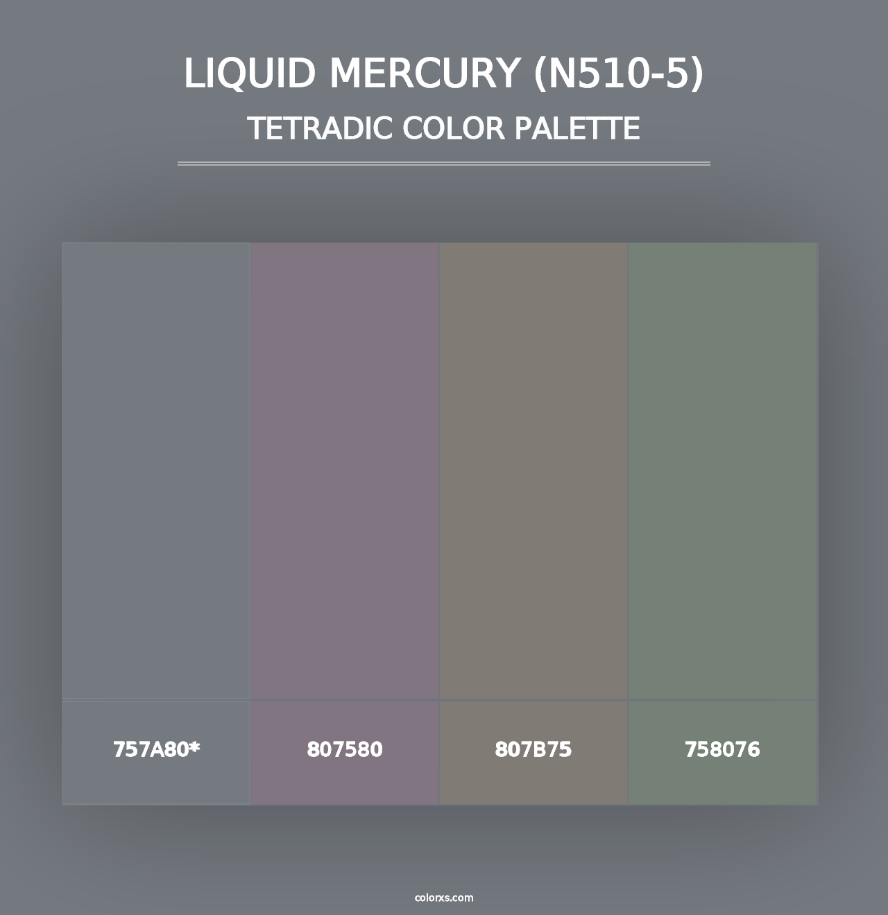 Liquid Mercury (N510-5) - Tetradic Color Palette