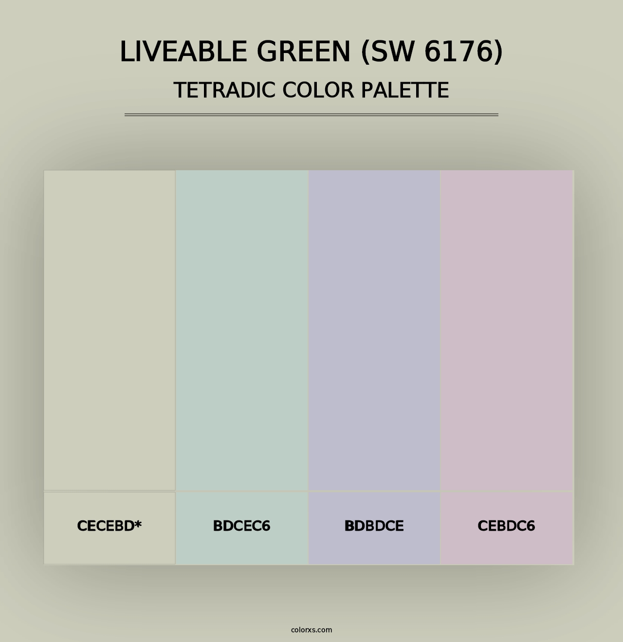 Liveable Green (SW 6176) - Tetradic Color Palette