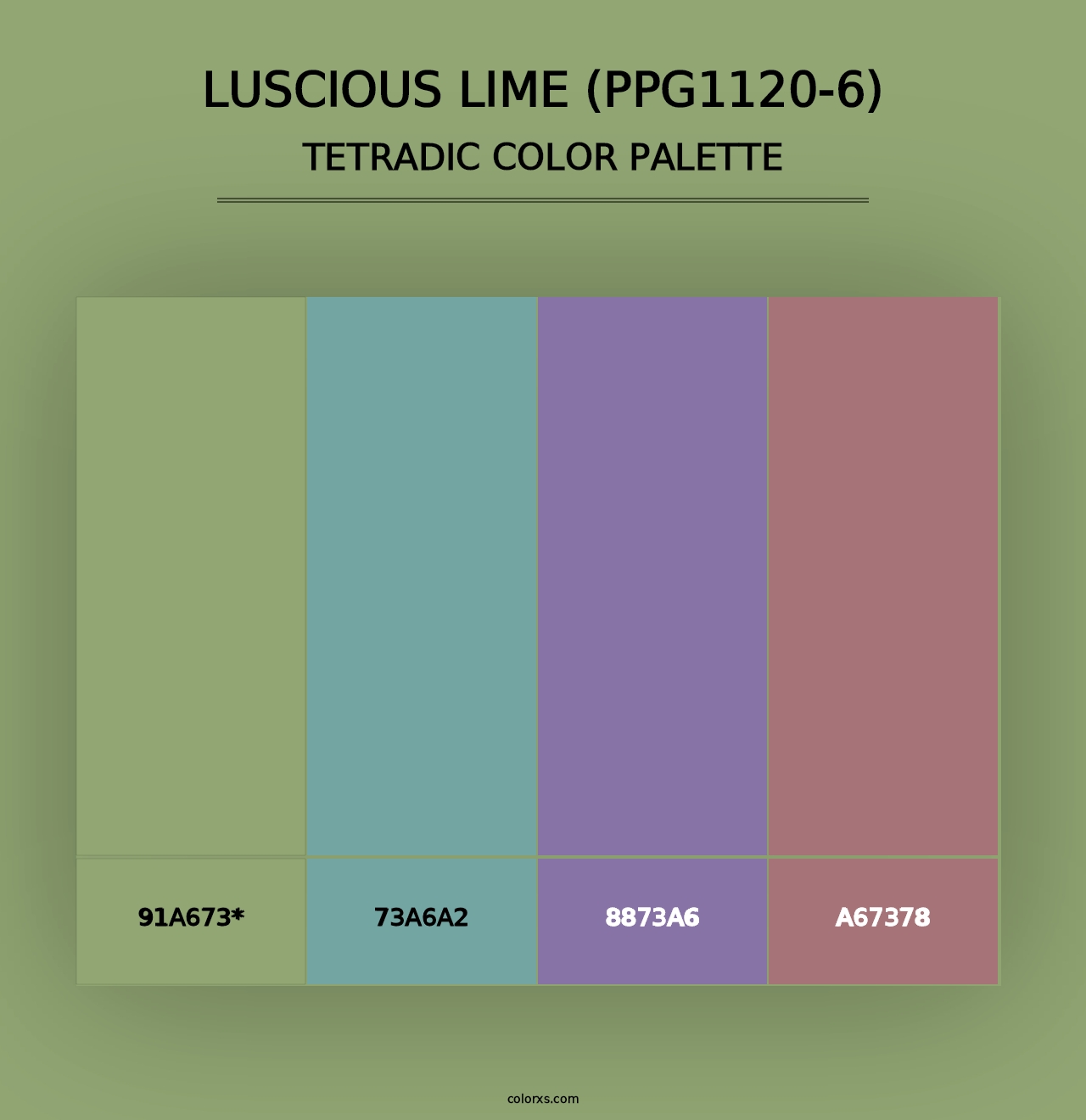 Luscious Lime (PPG1120-6) - Tetradic Color Palette