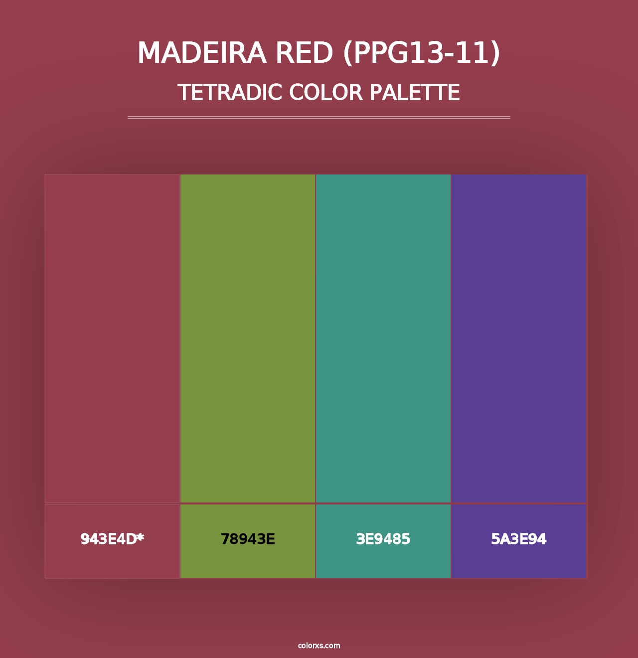 Madeira Red (PPG13-11) - Tetradic Color Palette