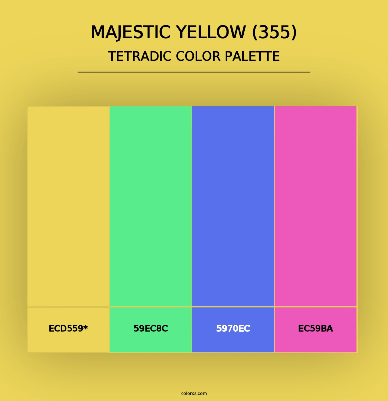 Majestic Yellow (355) - Tetradic Color Palette