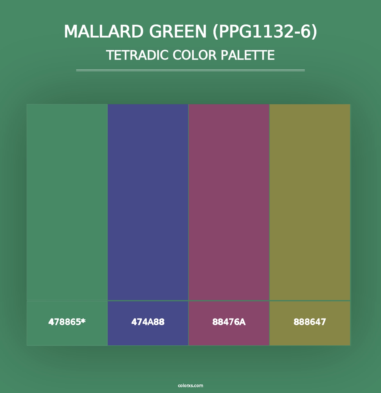 Mallard Green (PPG1132-6) - Tetradic Color Palette