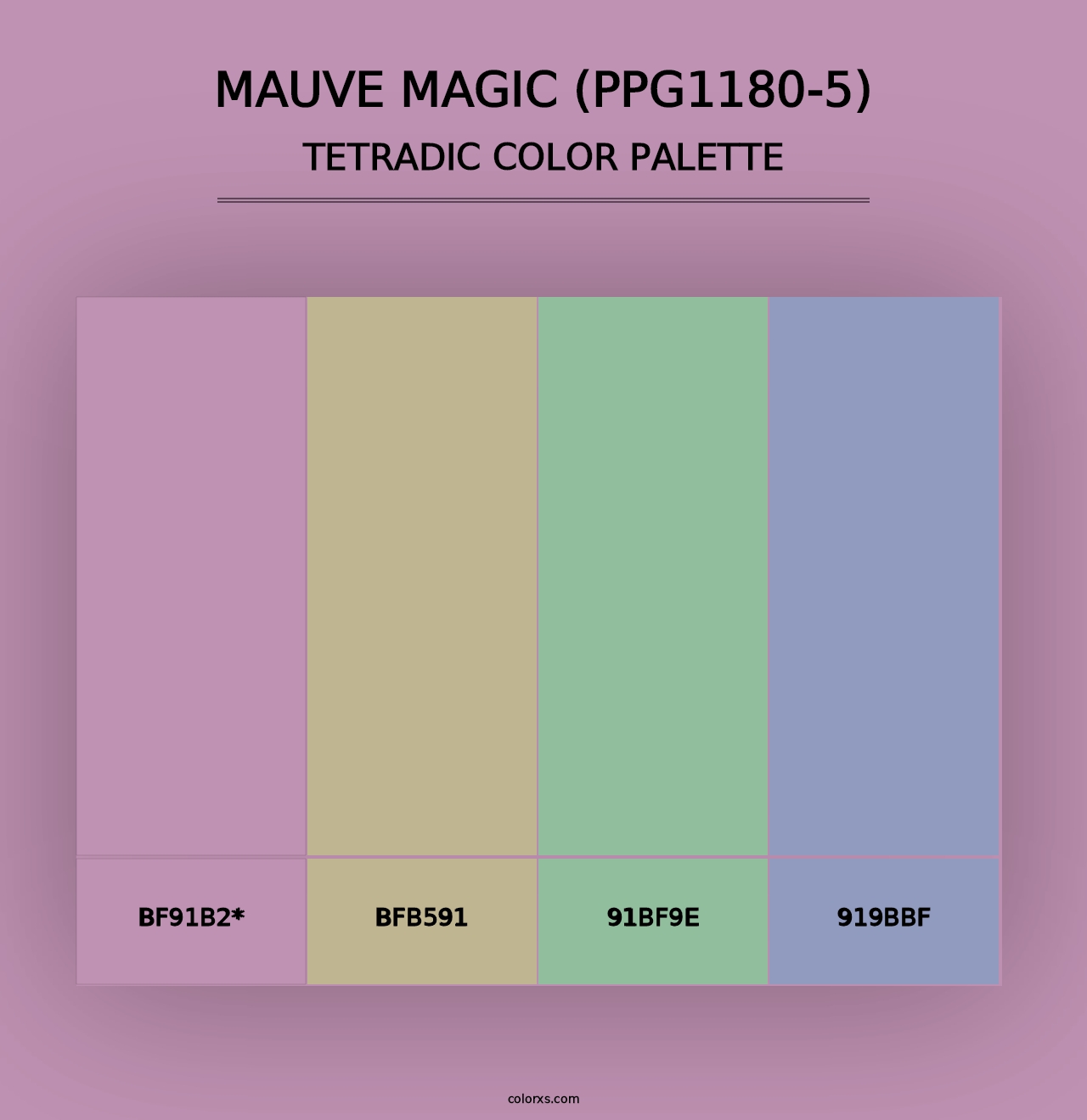 Mauve Magic (PPG1180-5) - Tetradic Color Palette