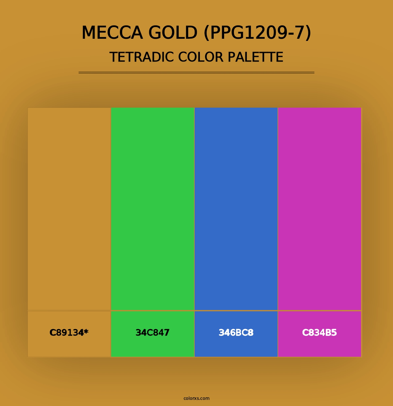 Mecca Gold (PPG1209-7) - Tetradic Color Palette