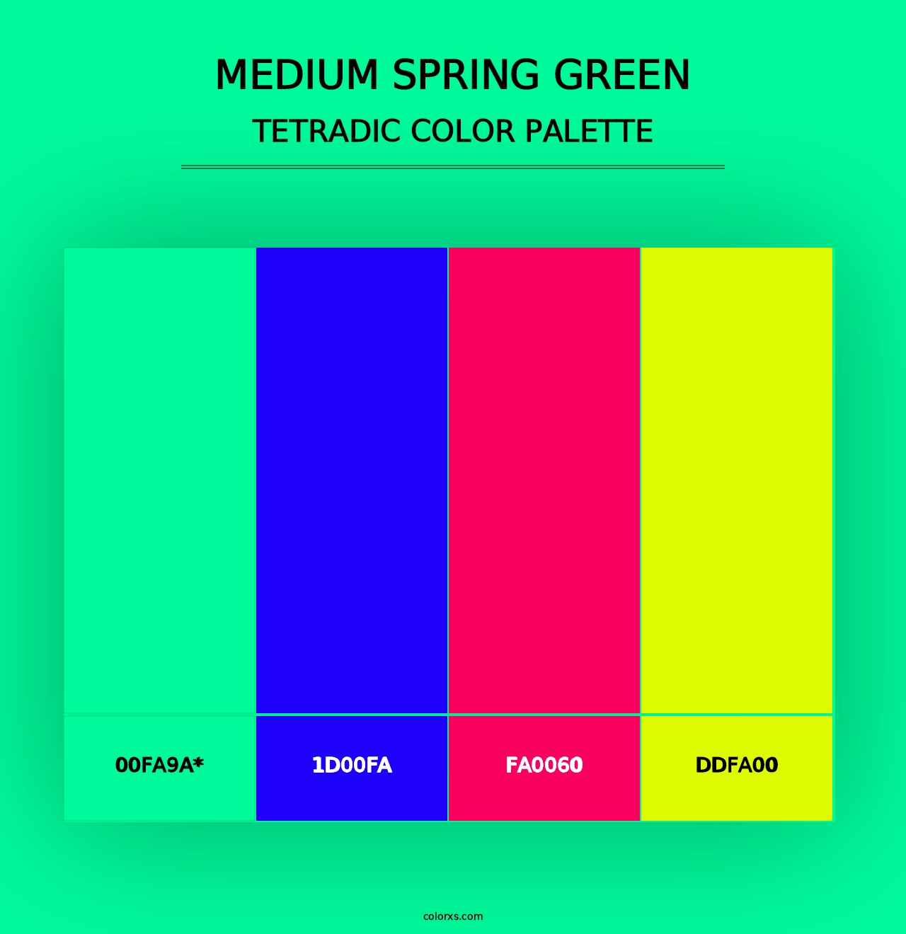 Medium Spring Green - Tetradic Color Palette