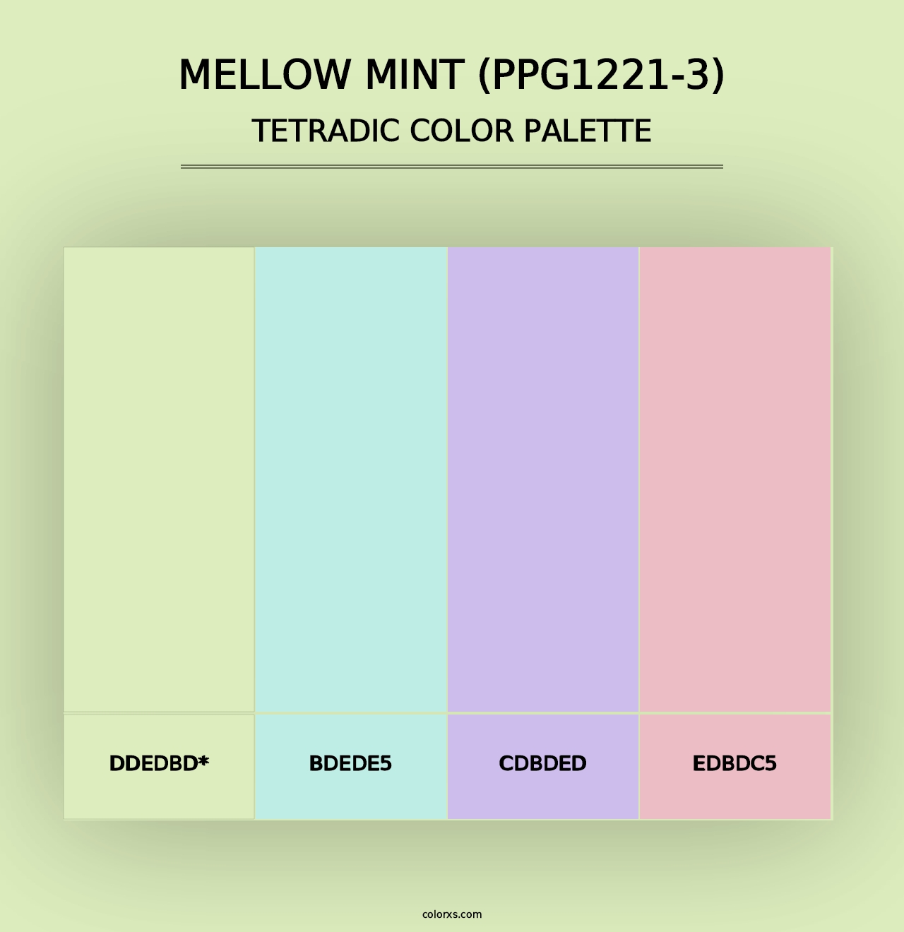 Mellow Mint (PPG1221-3) - Tetradic Color Palette