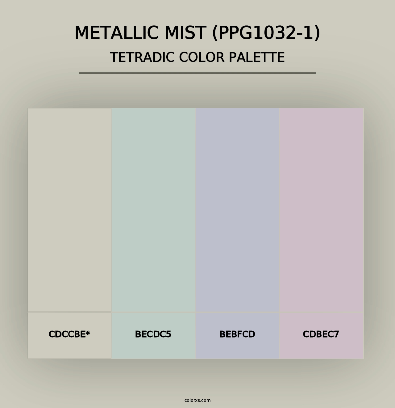 Metallic Mist (PPG1032-1) - Tetradic Color Palette