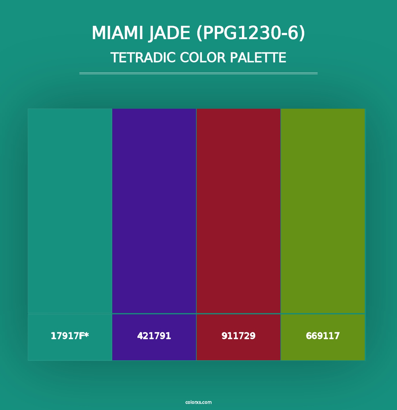 Miami Jade (PPG1230-6) - Tetradic Color Palette