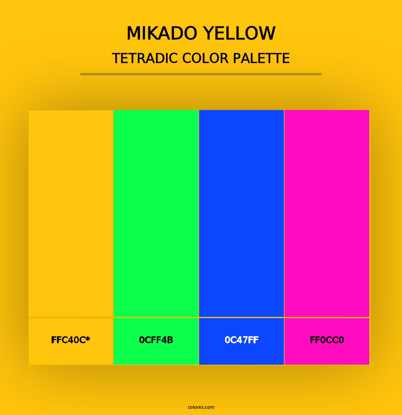 Mikado yellow - Tetradic Color Palette