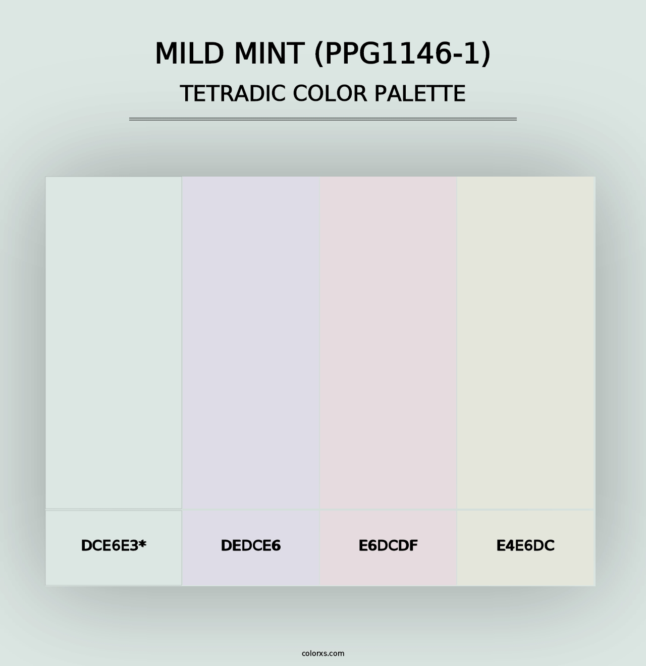 Mild Mint (PPG1146-1) - Tetradic Color Palette