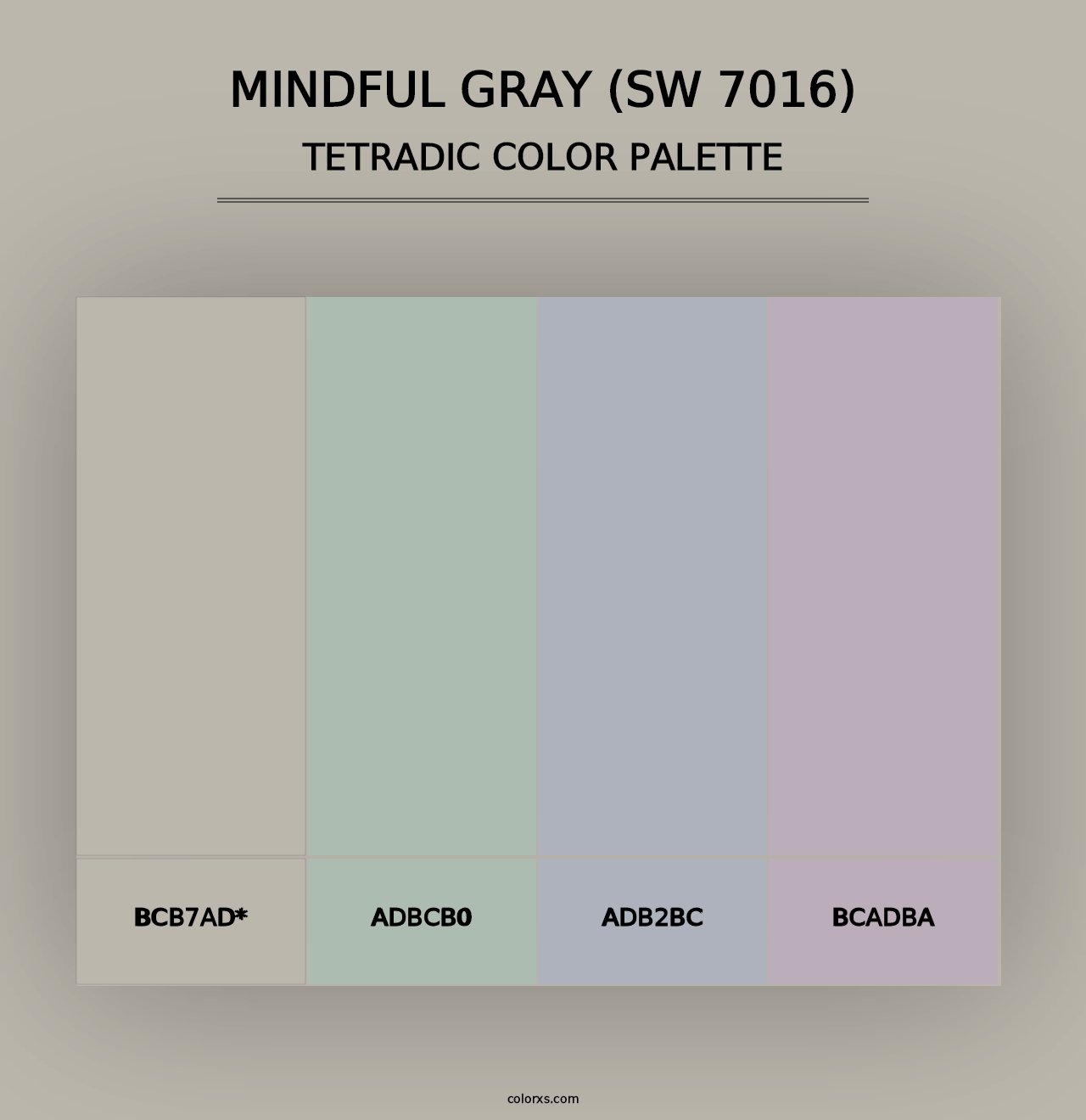 Mindful Gray (SW 7016) - Tetradic Color Palette