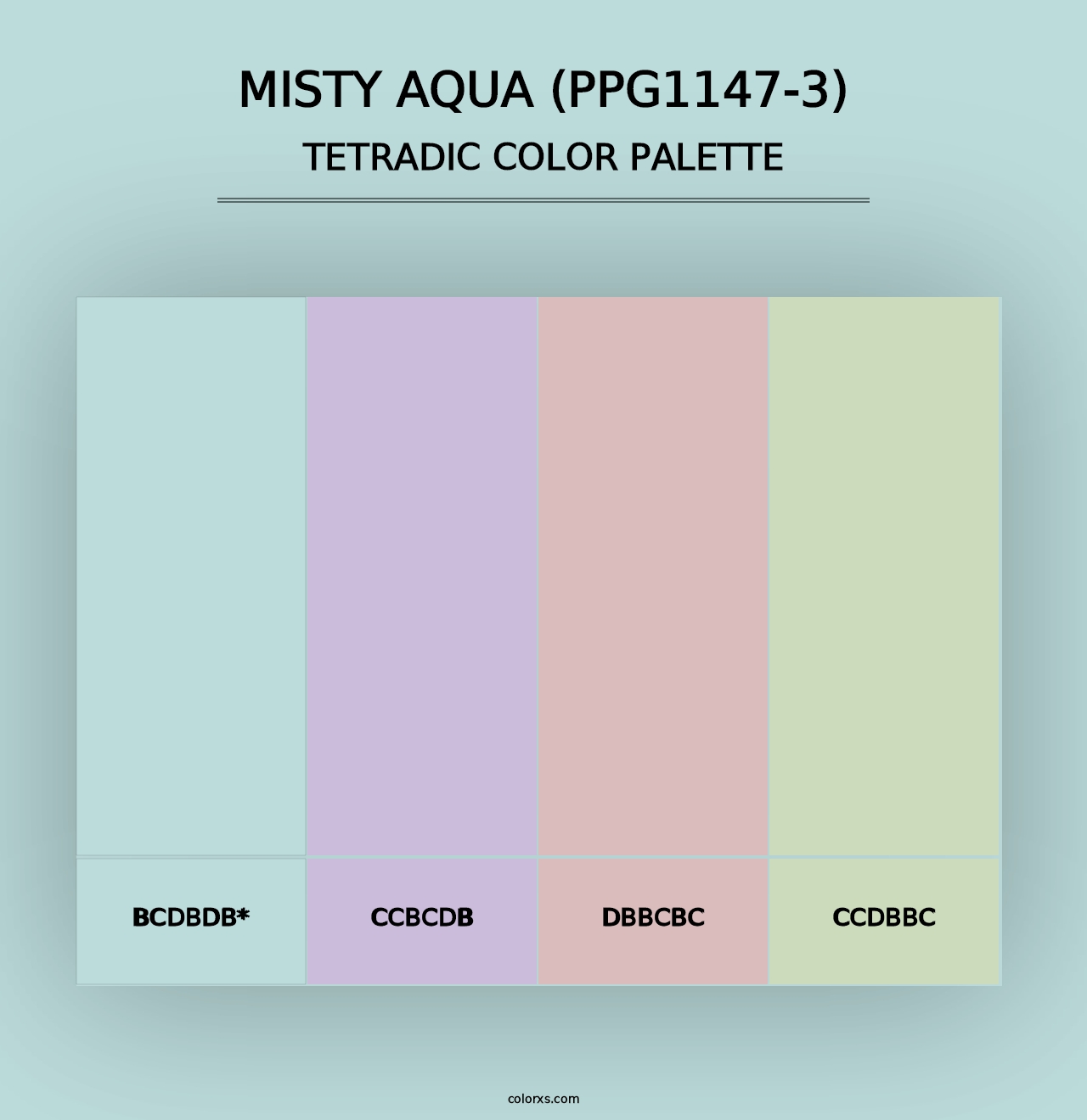 Misty Aqua (PPG1147-3) - Tetradic Color Palette