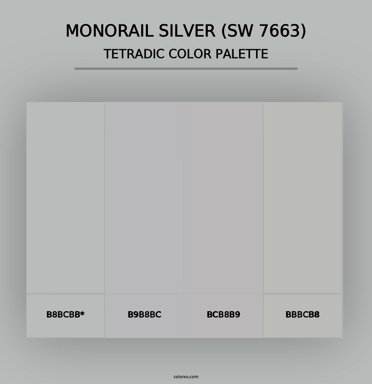 Monorail Silver (SW 7663) - Tetradic Color Palette