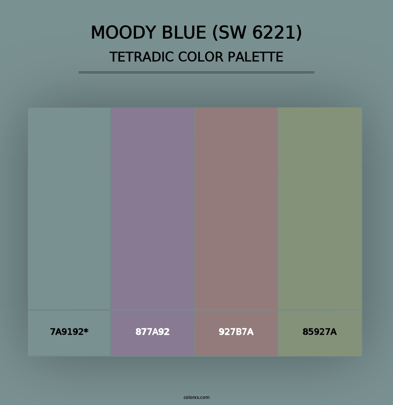 Moody Blue (SW 6221) - Tetradic Color Palette