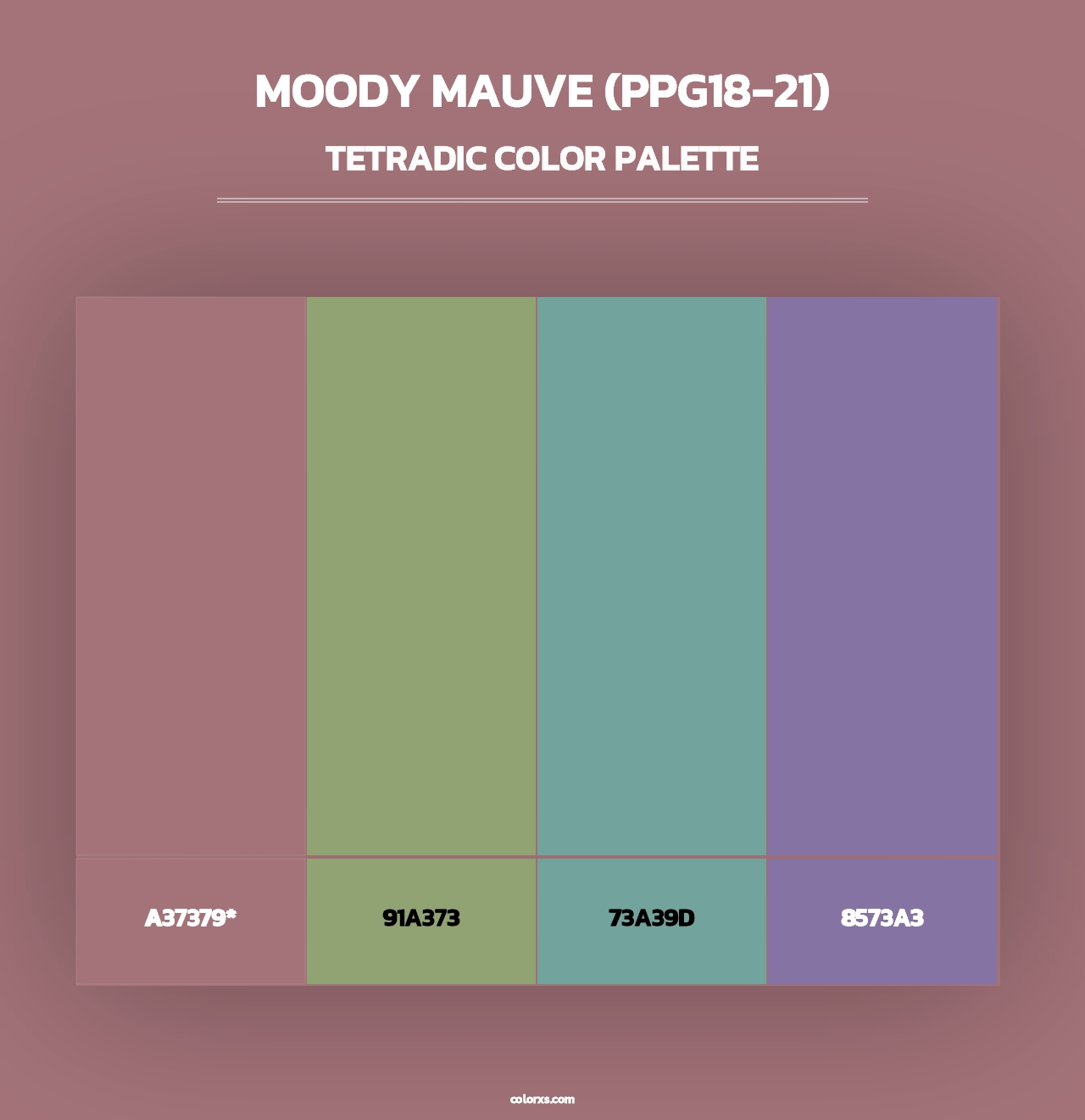 Moody Mauve (PPG18-21) - Tetradic Color Palette