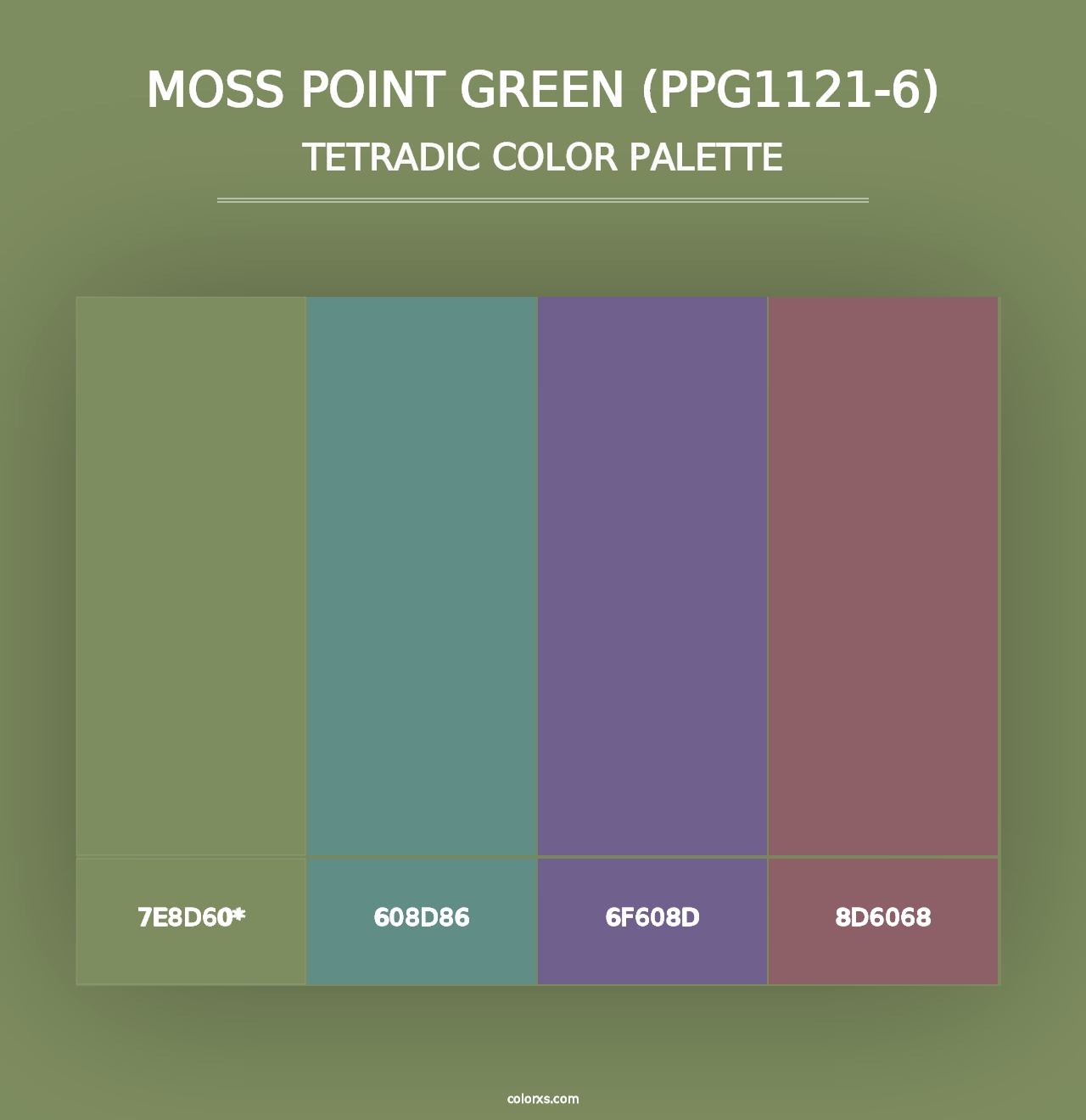 Moss Point Green (PPG1121-6) - Tetradic Color Palette