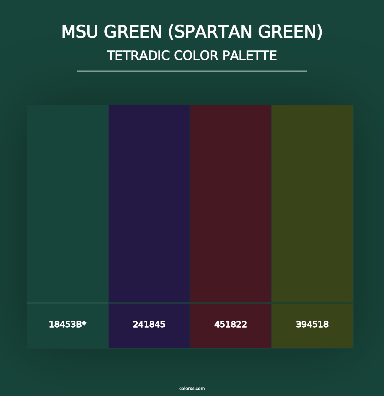 MSU Green (Spartan Green) - Tetradic Color Palette