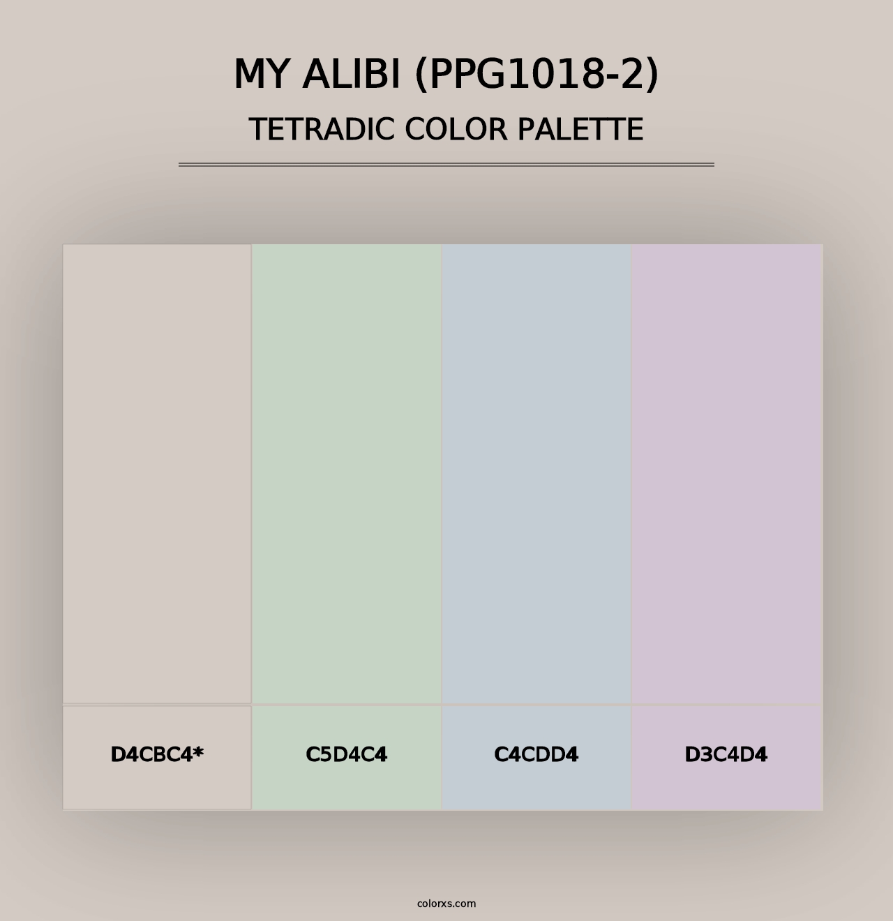 My Alibi (PPG1018-2) - Tetradic Color Palette