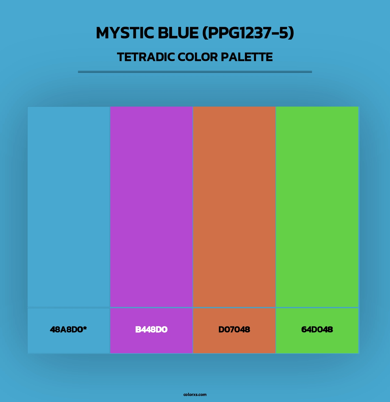 Mystic Blue (PPG1237-5) - Tetradic Color Palette