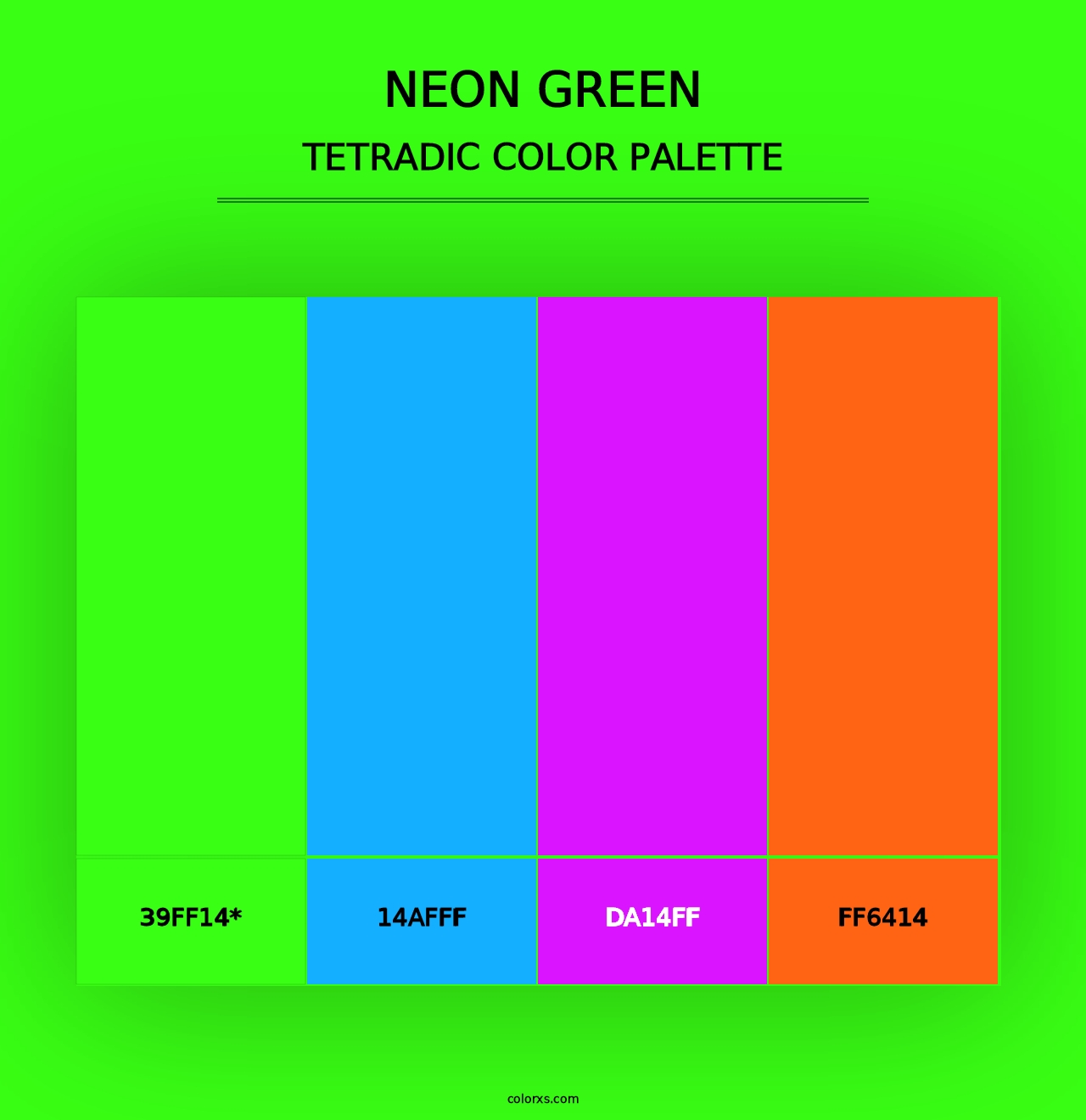 Neon Green - Tetradic Color Palette