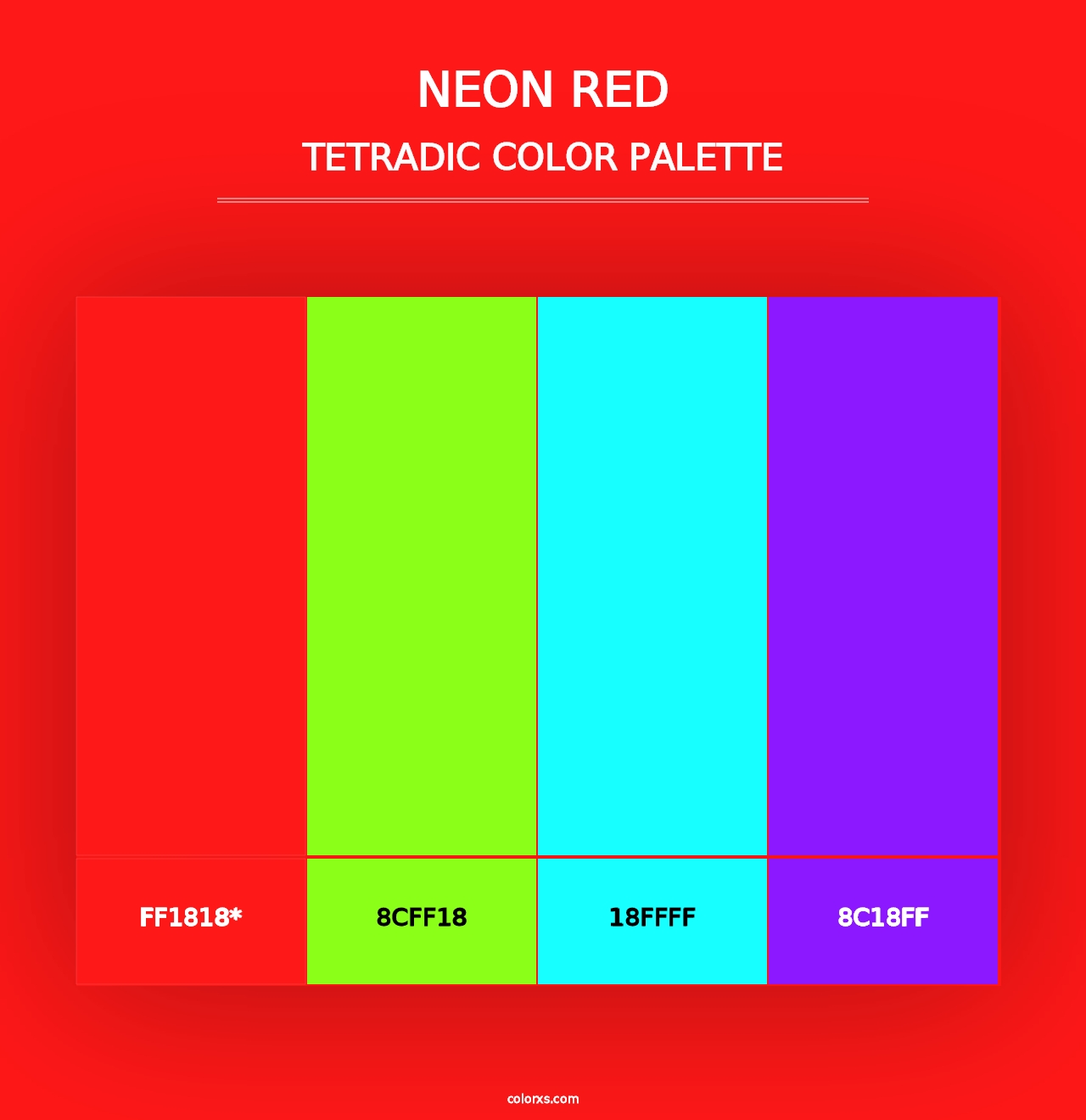 Neon Red - Tetradic Color Palette