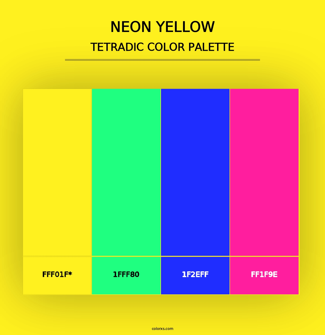 Neon Yellow - Tetradic Color Palette