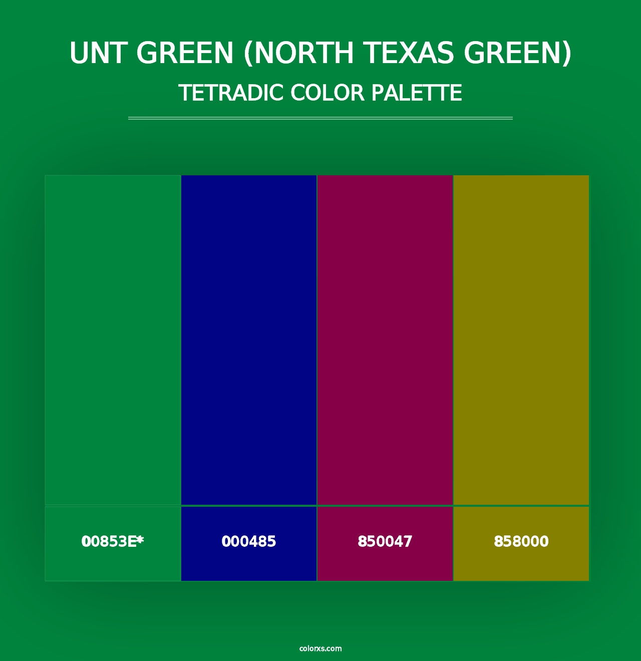 UNT Green (North Texas Green) - Tetradic Color Palette