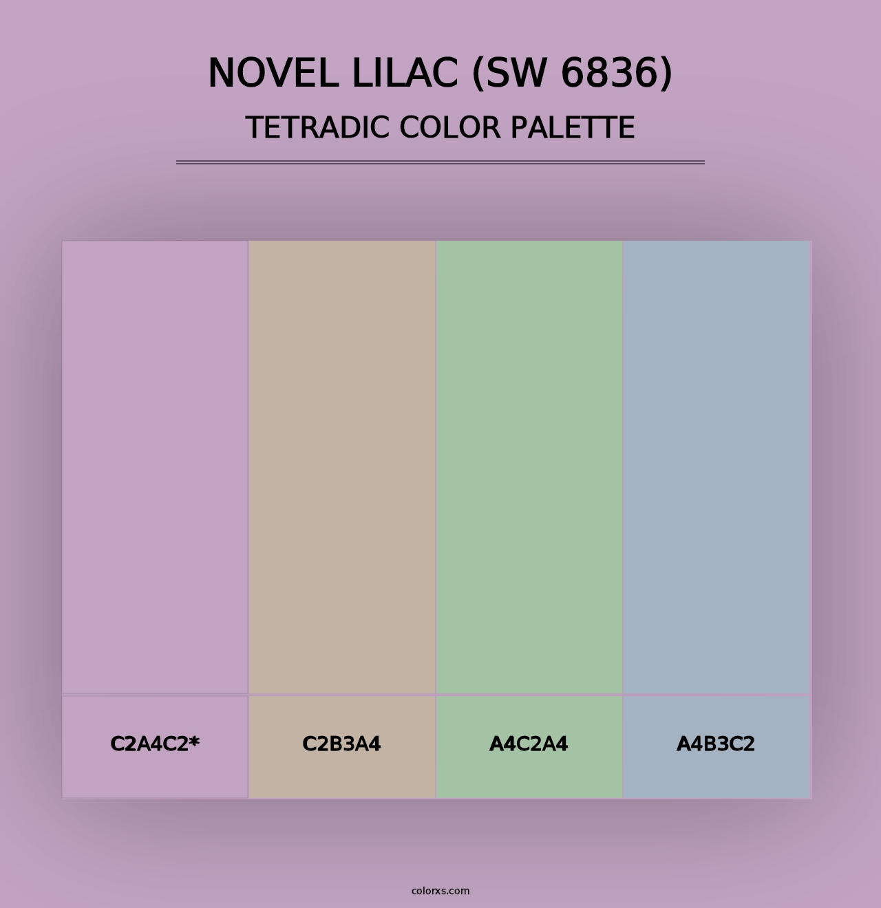 Novel Lilac (SW 6836) - Tetradic Color Palette