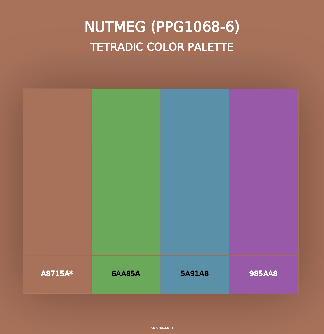 Nutmeg (PPG1068-6) - Tetradic Color Palette