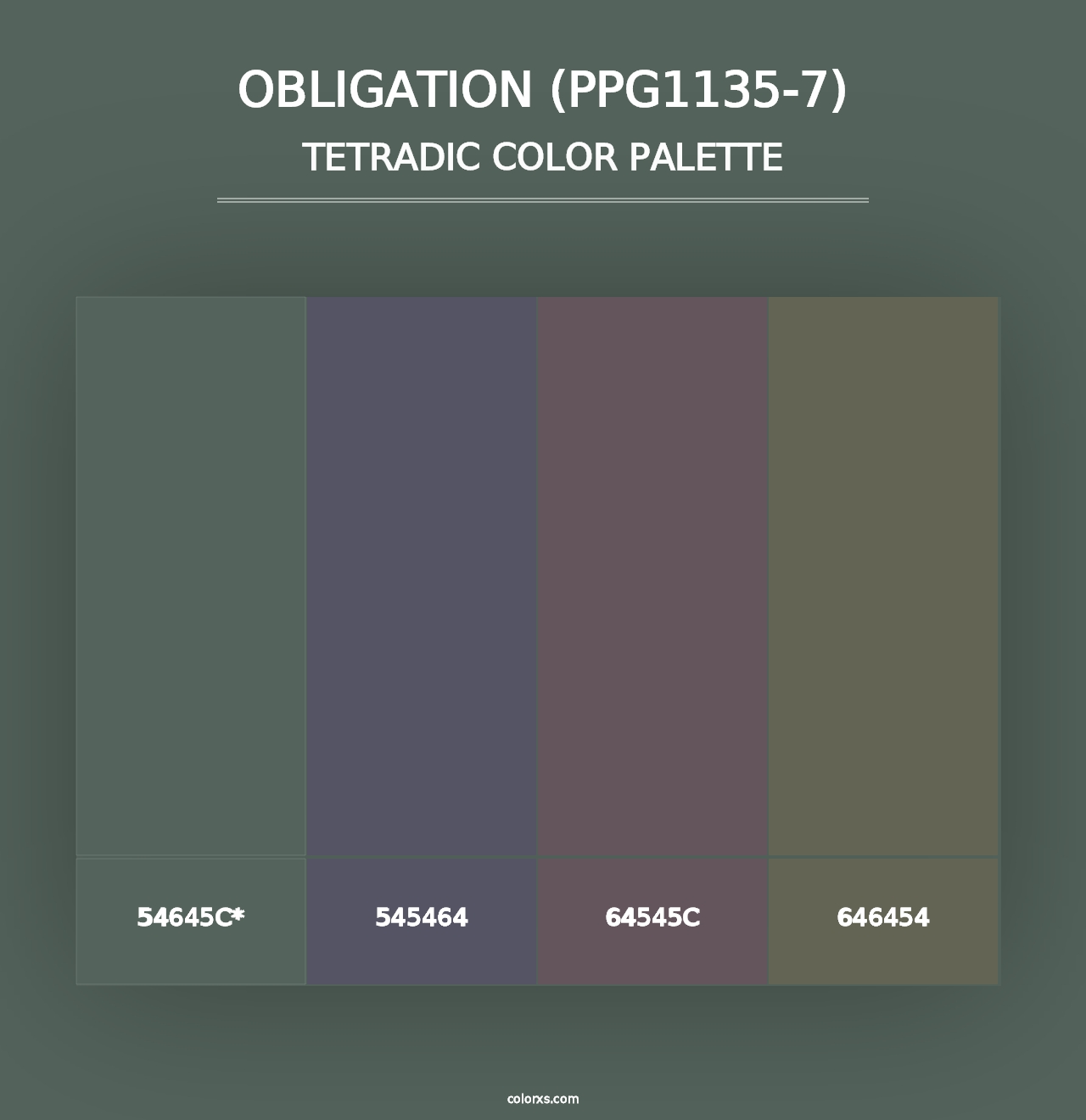 Obligation (PPG1135-7) - Tetradic Color Palette