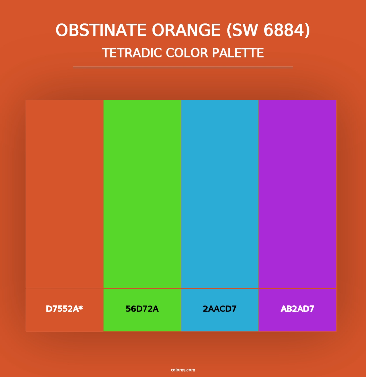 Obstinate Orange (SW 6884) - Tetradic Color Palette