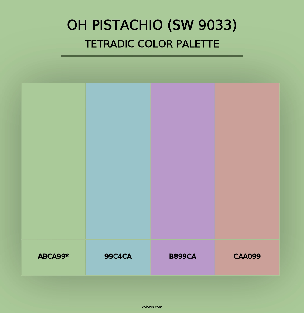 Oh Pistachio (SW 9033) - Tetradic Color Palette