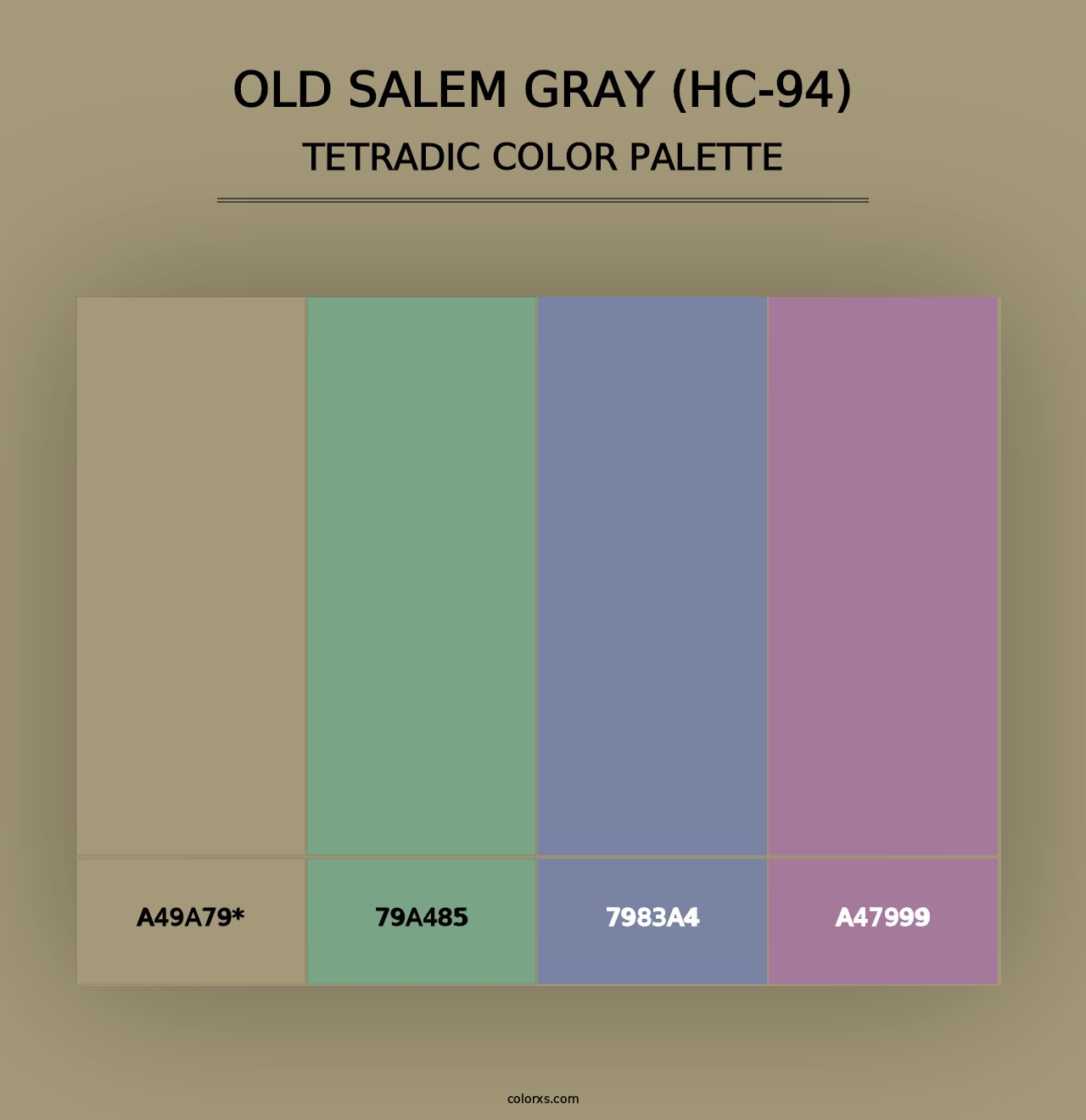 Old Salem Gray (HC-94) - Tetradic Color Palette