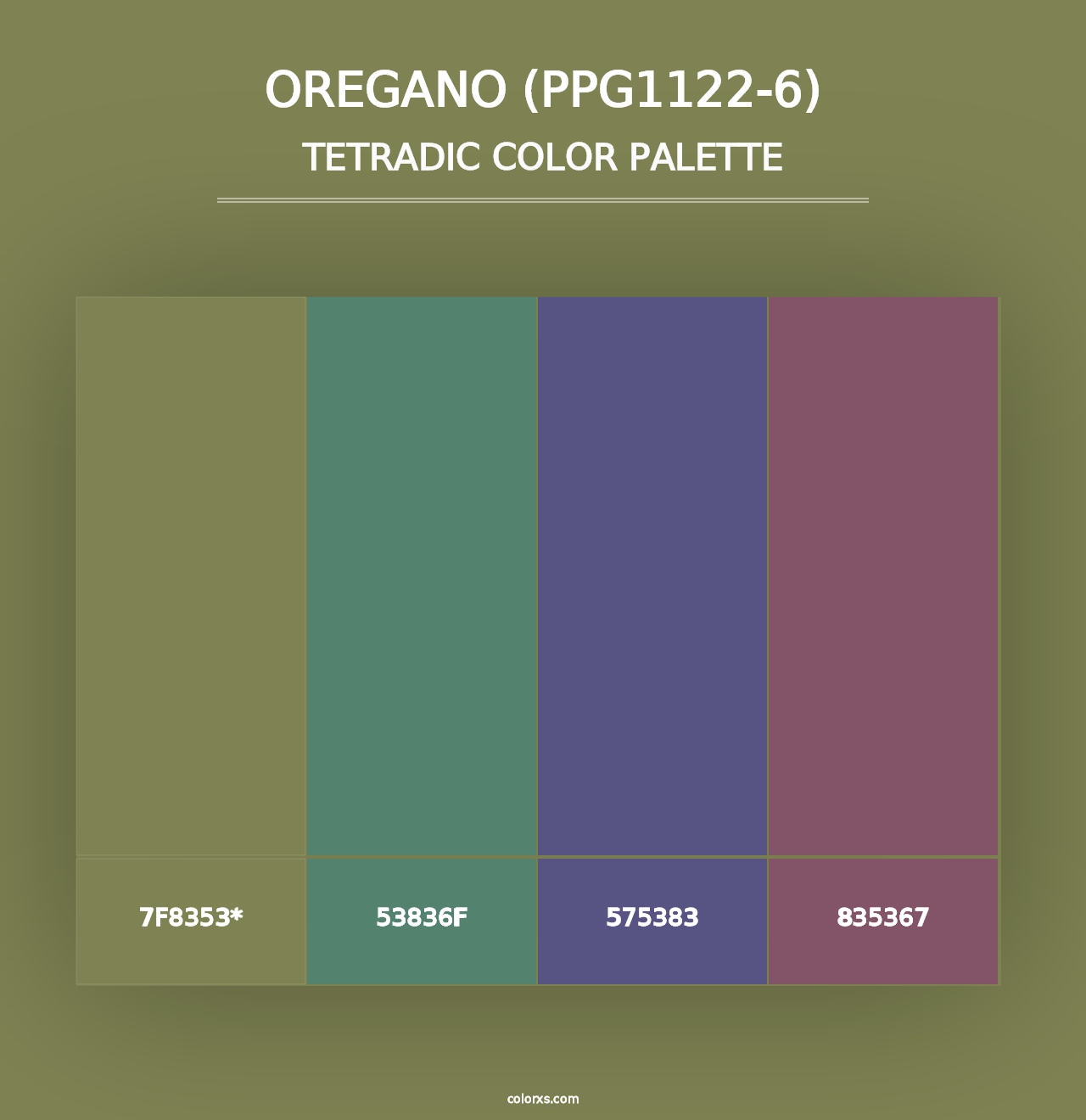 Oregano (PPG1122-6) - Tetradic Color Palette