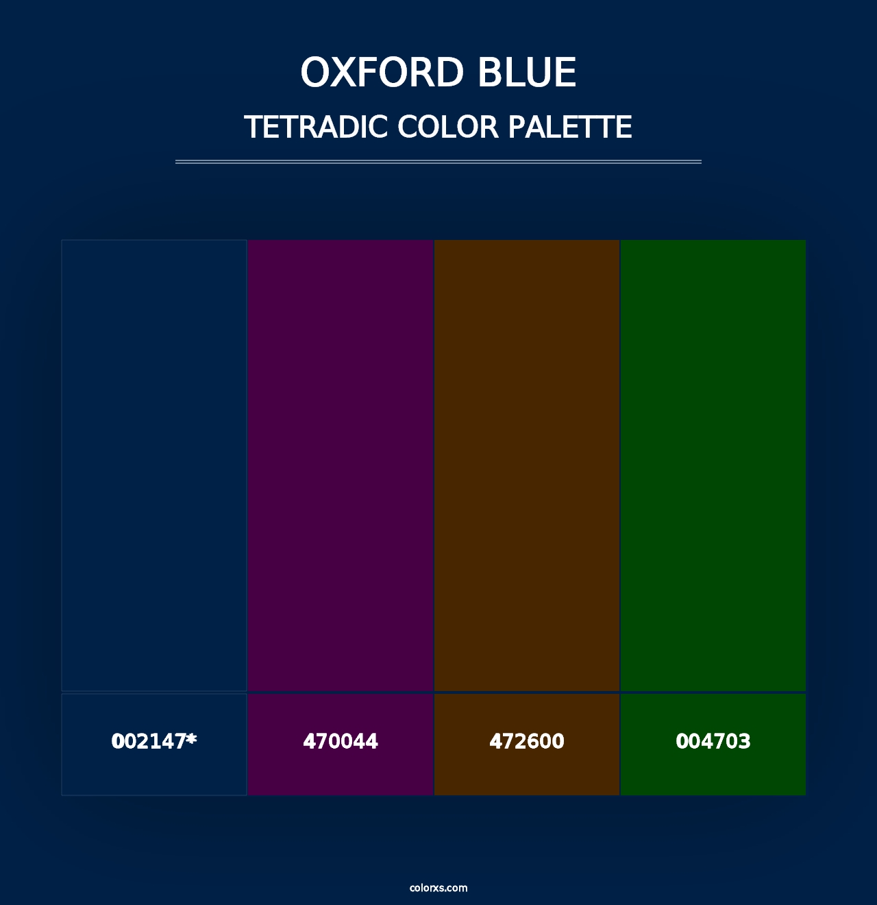 Oxford Blue - Tetradic Color Palette