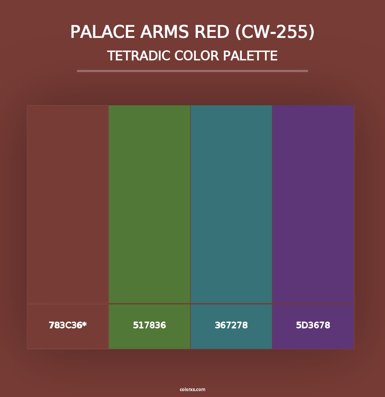 Palace Arms Red (CW-255) - Tetradic Color Palette