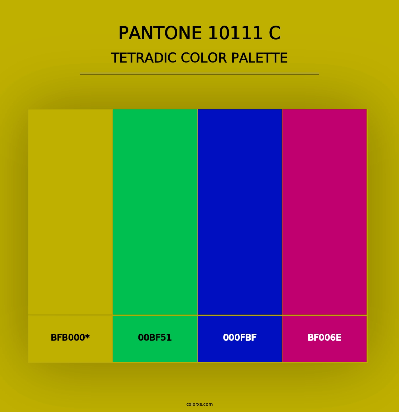 PANTONE 10111 C - Tetradic Color Palette