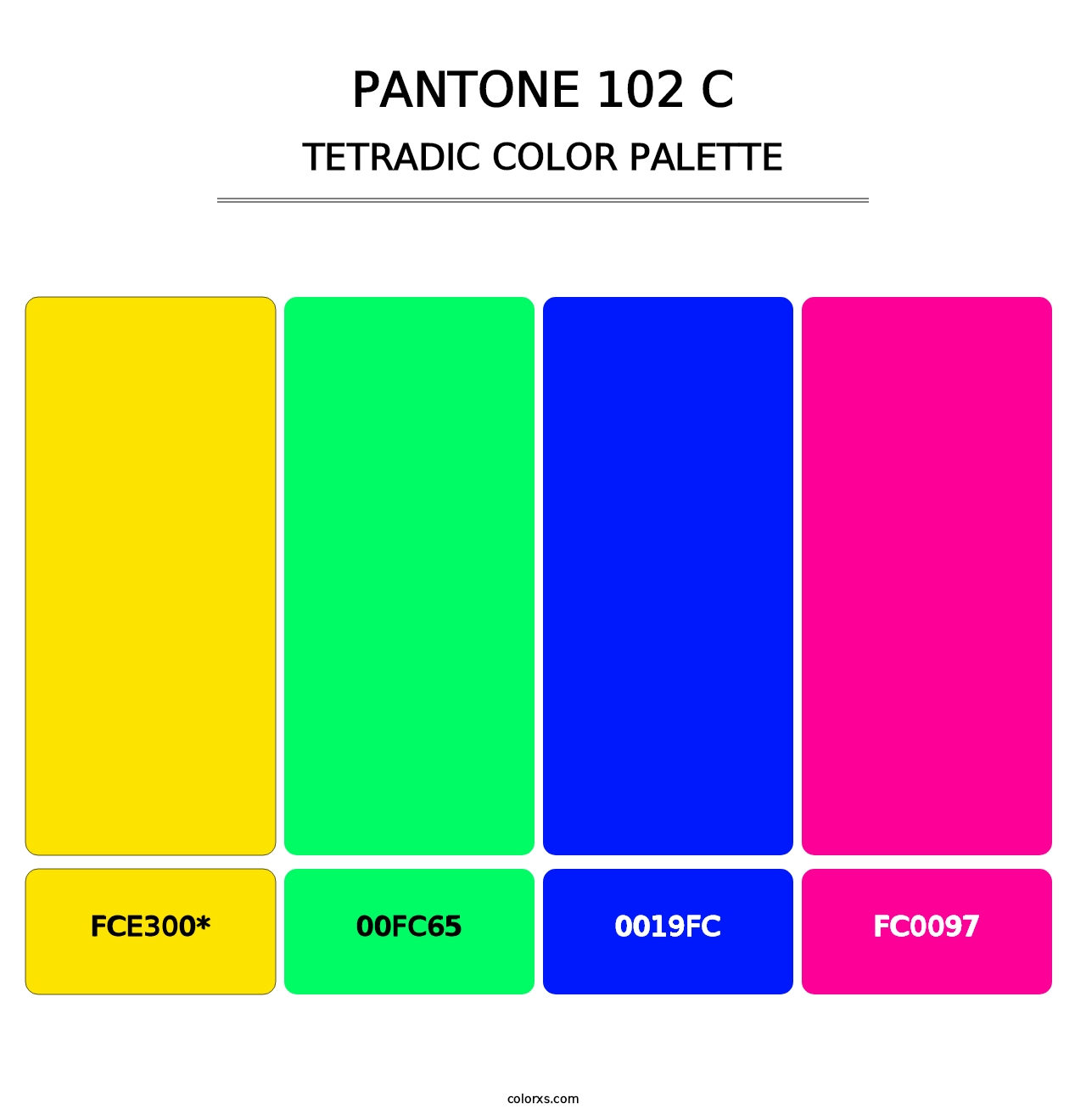 PANTONE 102 C - Tetradic Color Palette