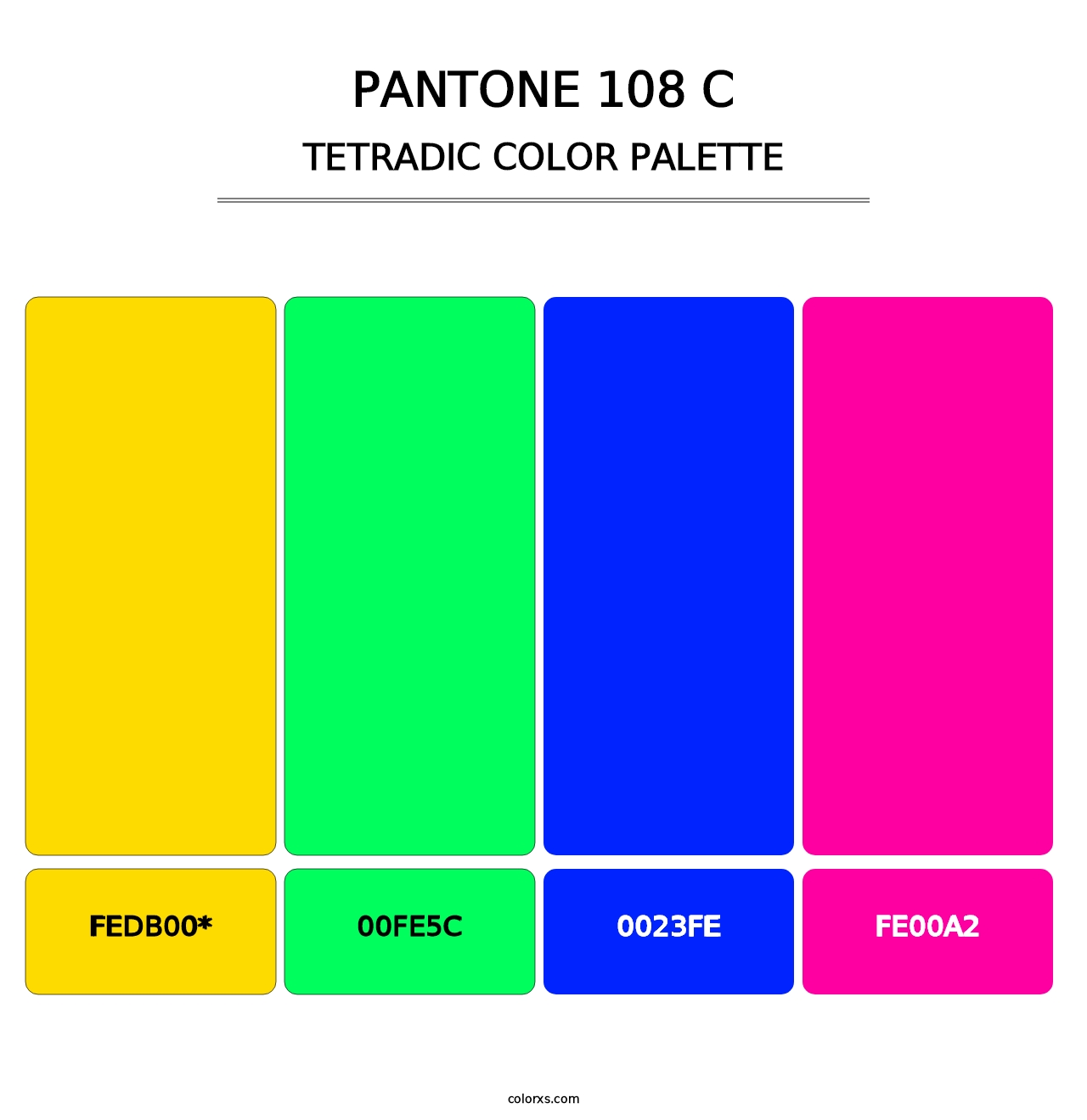 PANTONE 108 C - Tetradic Color Palette