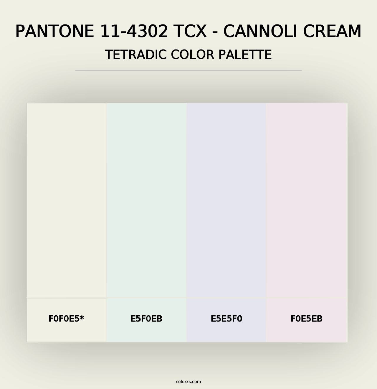 PANTONE 11-4302 TCX - Cannoli Cream - Tetradic Color Palette