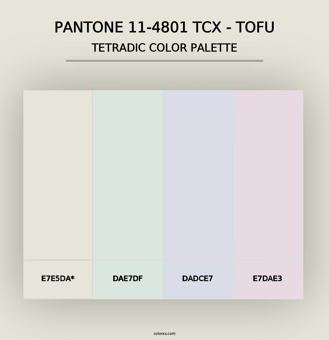 PANTONE 11-4801 TCX - Tofu - Tetradic Color Palette