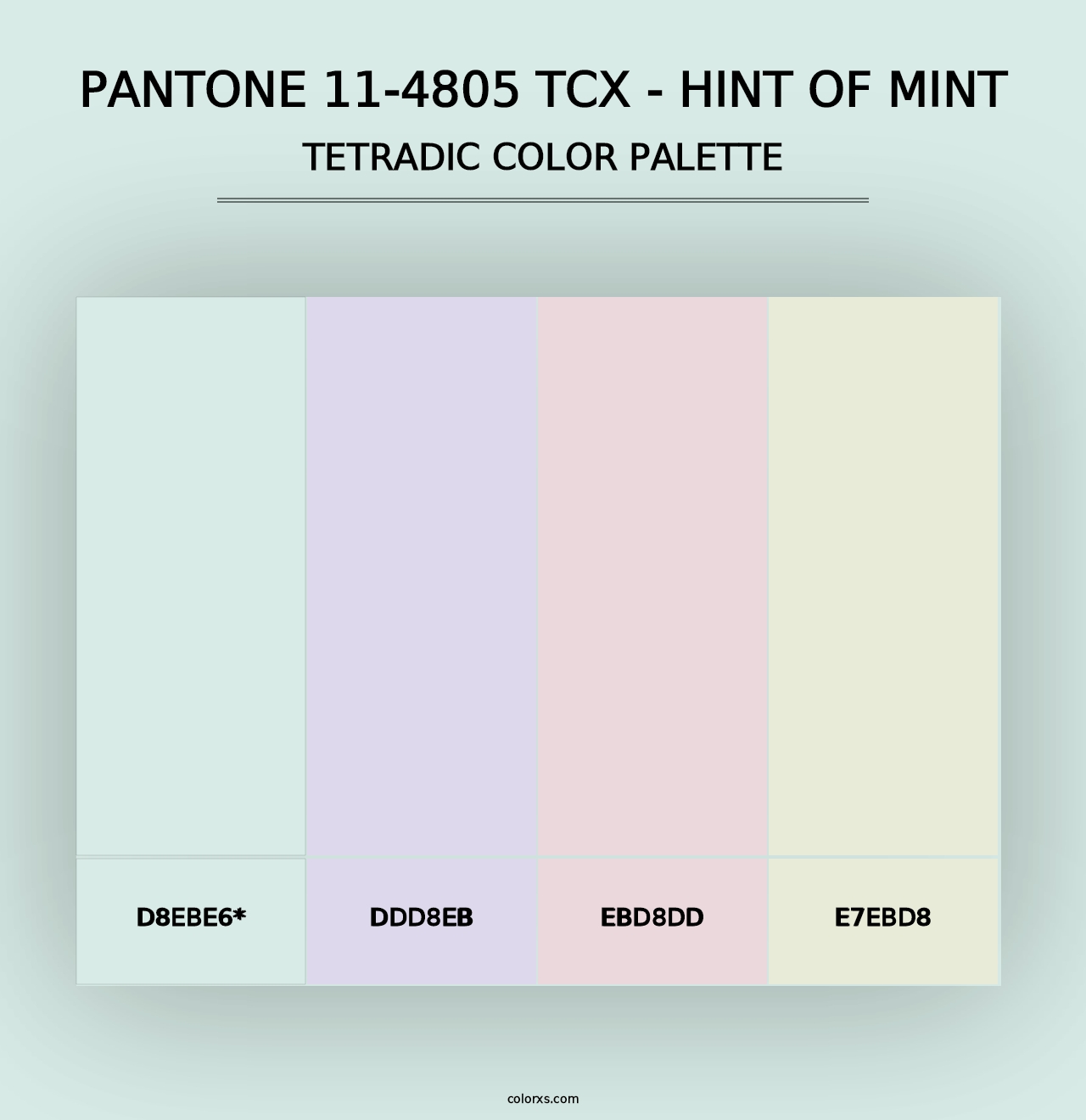 PANTONE 11-4805 TCX - Hint of Mint - Tetradic Color Palette