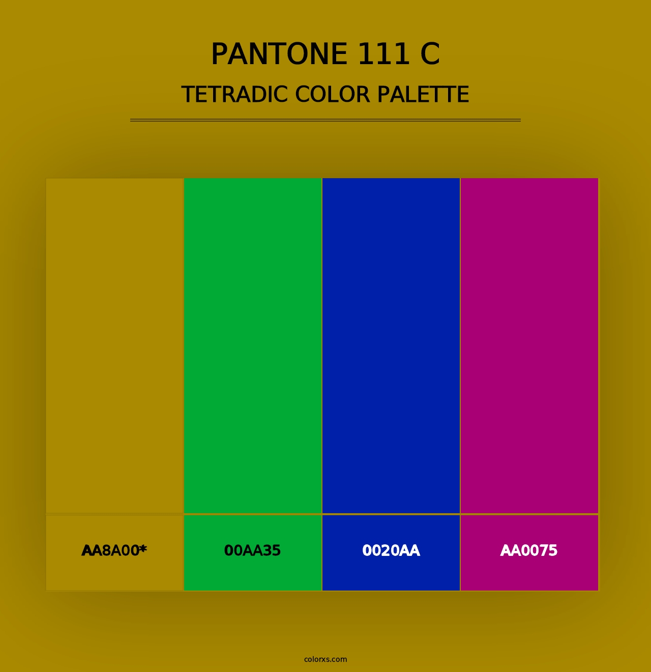 PANTONE 111 C - Tetradic Color Palette