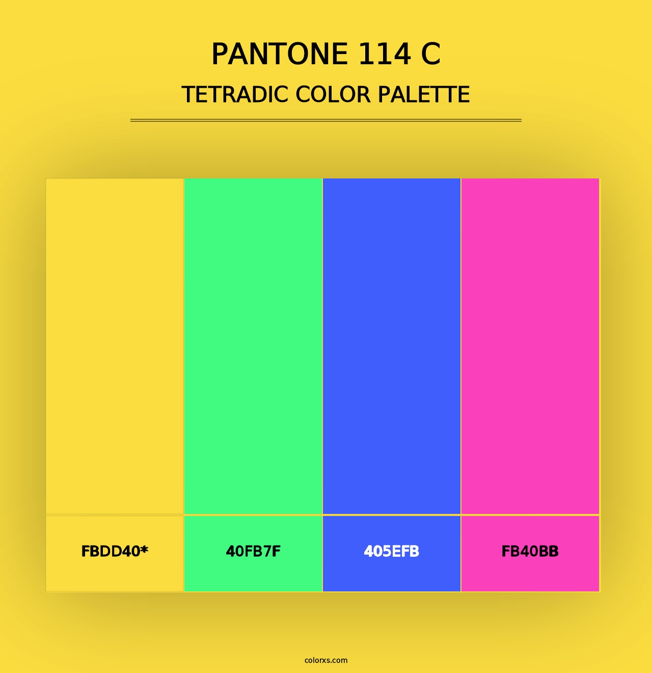 PANTONE 114 C - Tetradic Color Palette