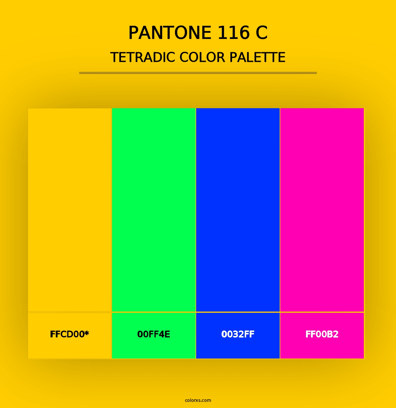 PANTONE 116 C - Tetradic Color Palette