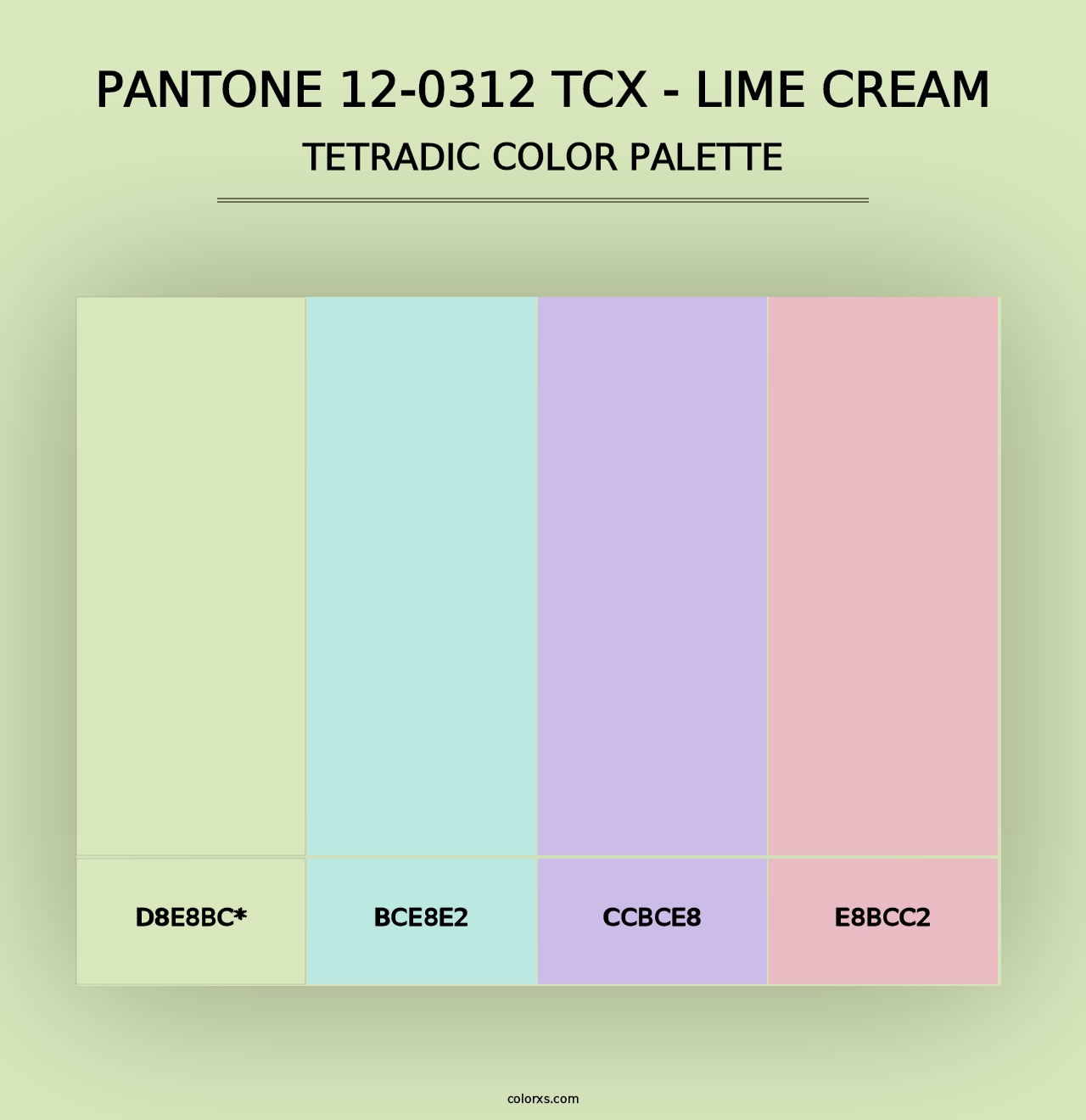 PANTONE 12-0312 TCX - Lime Cream - Tetradic Color Palette