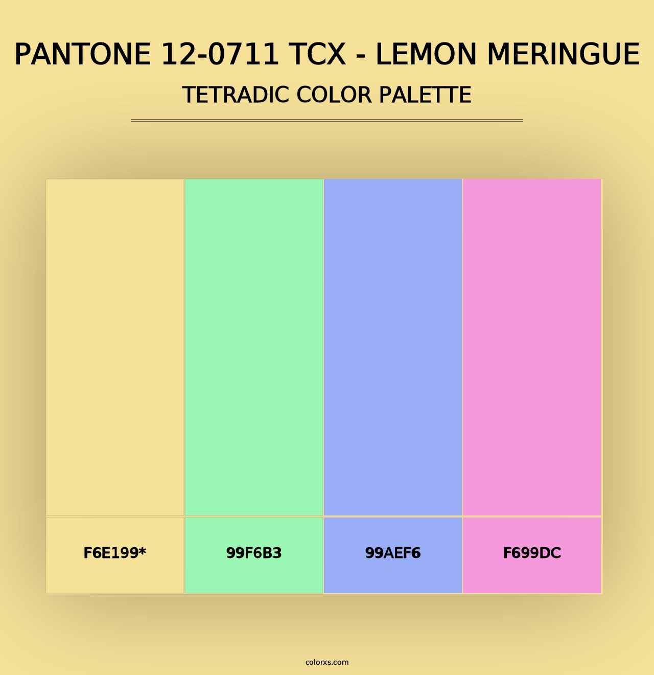 PANTONE 12-0711 TCX - Lemon Meringue - Tetradic Color Palette